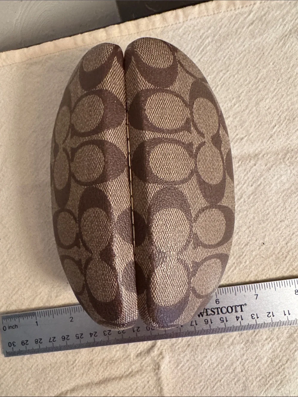 Coach Brown Signature Print Hard Eyeglass Case